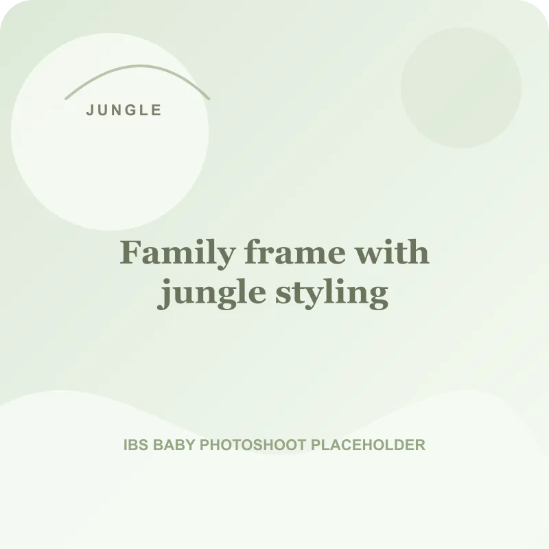 Family frame with jungle styling for jungle theme baby photoshoot Pune