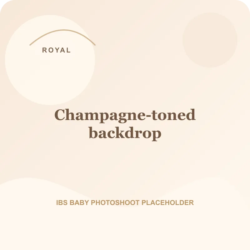 Champagne-toned backdrop for royal theme baby photoshoot Pune