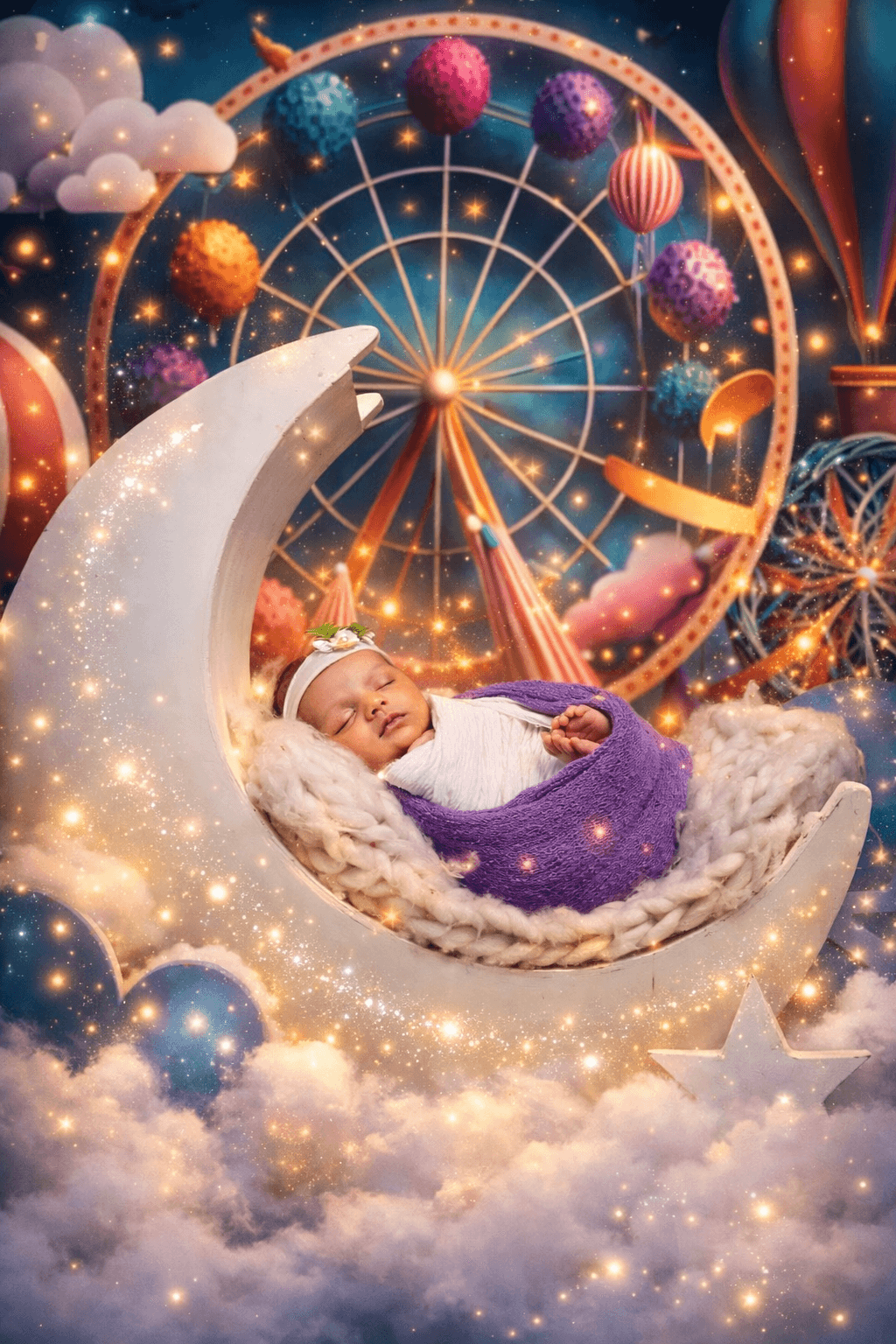 Sleeping newborn baby in a premium studio setup at IBS Baby Photoshoot studio in Karvenagar, Pune