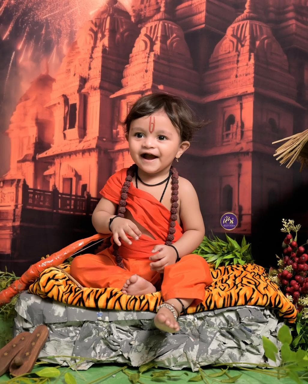 Milestone baby portrait with playful studio decor at IBS Baby Photoshoot studio in Karvenagar, Pune