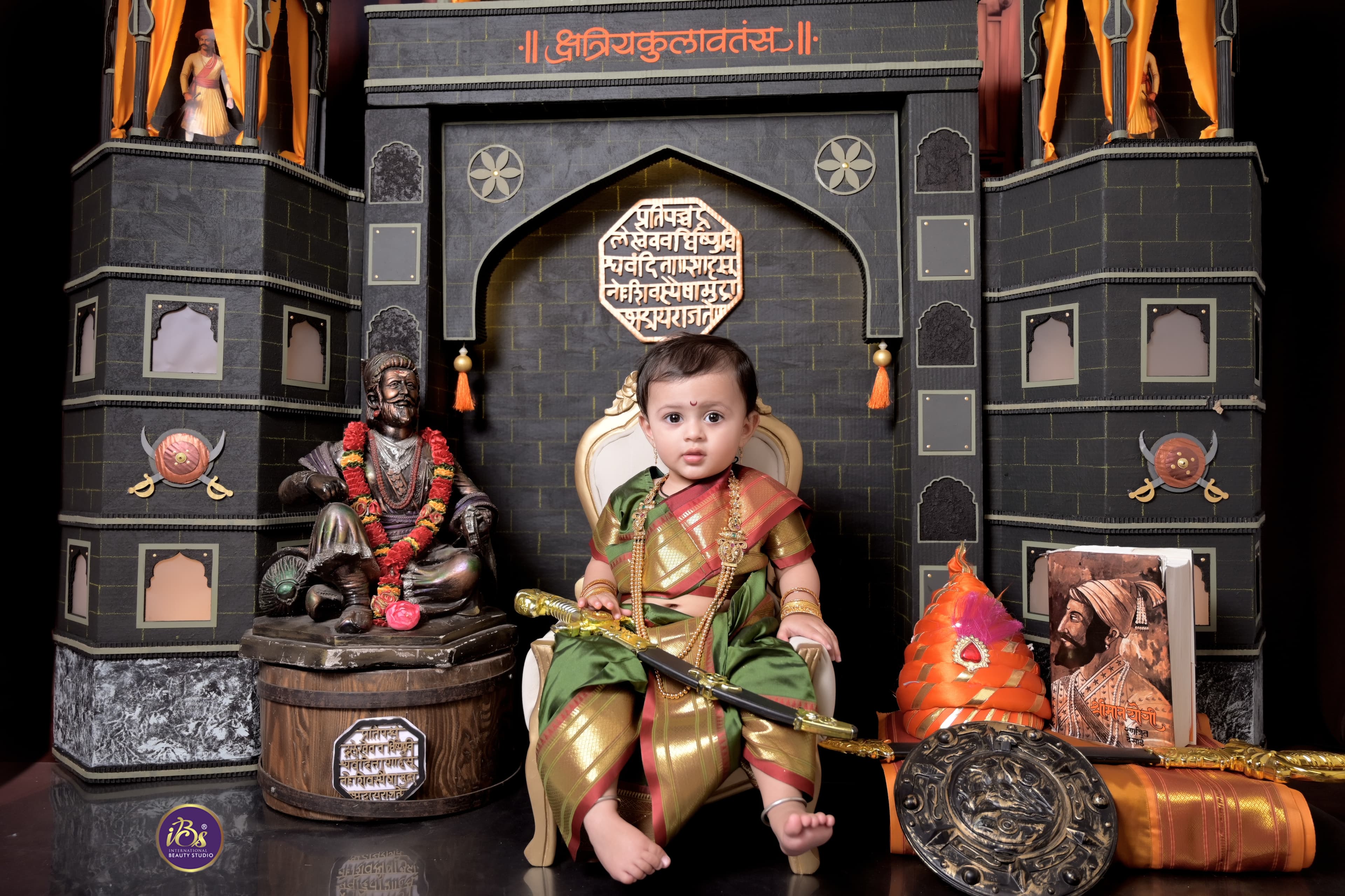 Toddler photoshoot with natural expression and decor at IBS Baby Photoshoot studio in Karvenagar, Pune