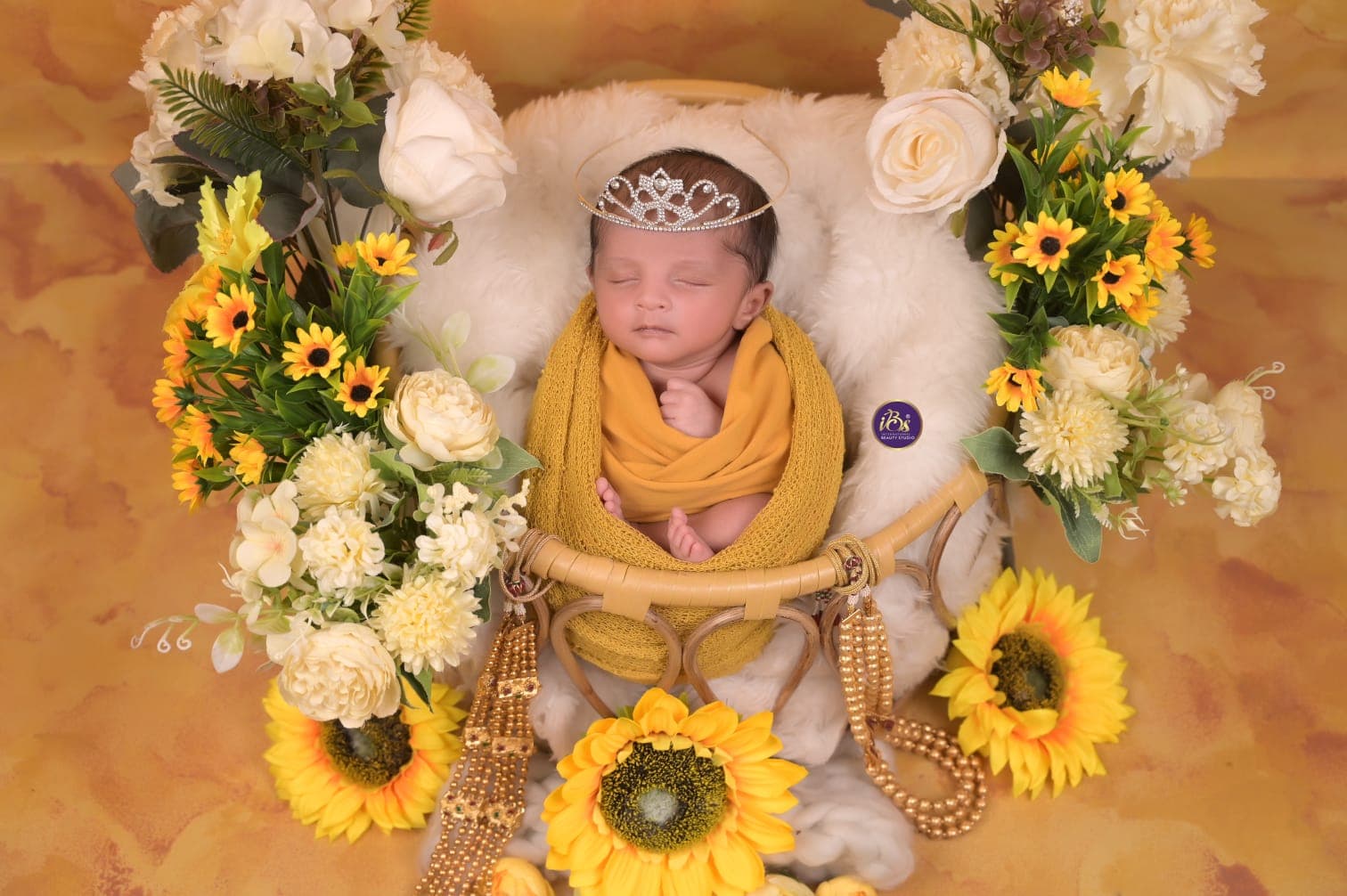 Pune baby photoshoot image with soft indoor lighting at IBS Baby Photoshoot studio in Karvenagar, Pune