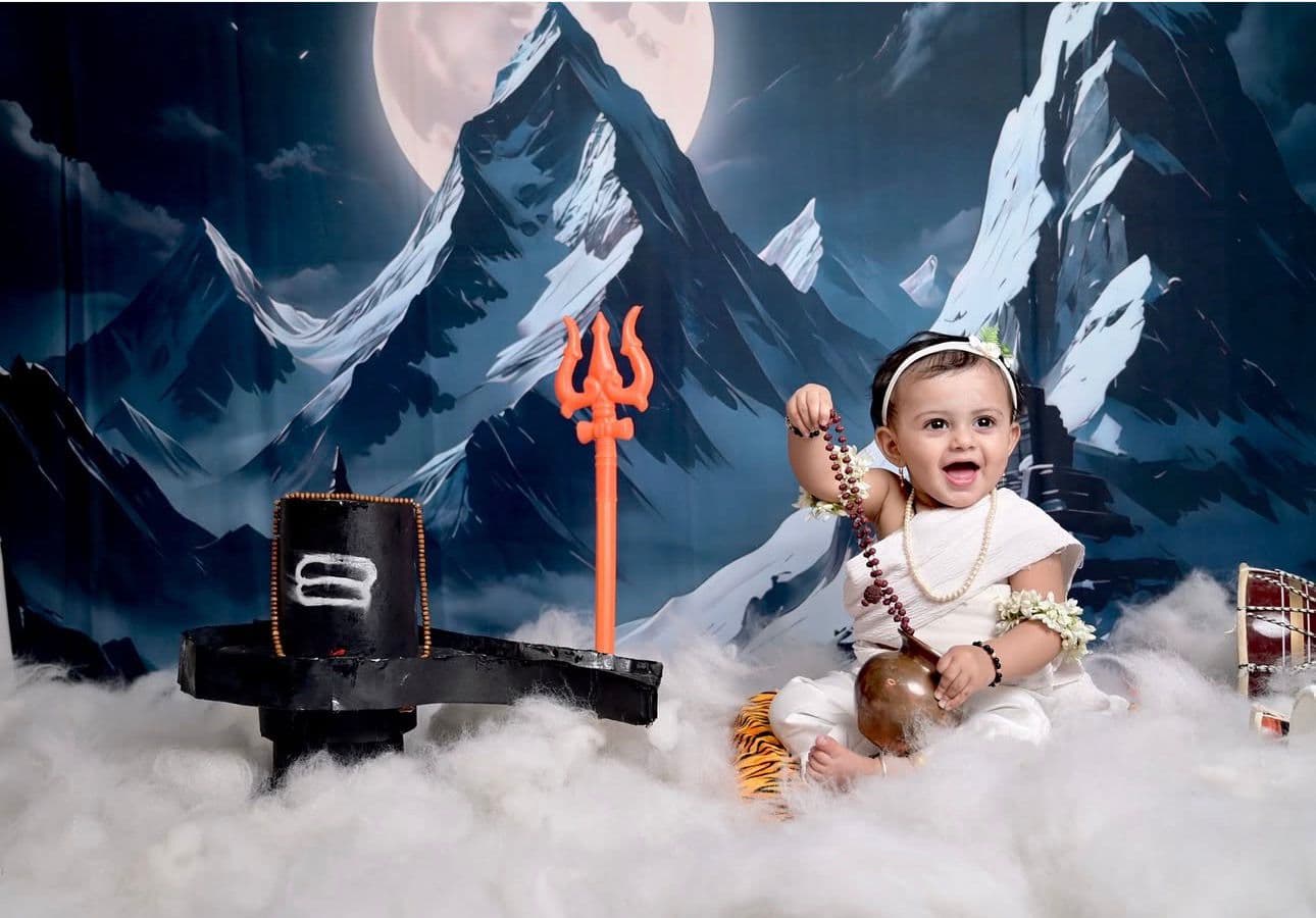 Styled baby photoshoot gallery image with premium props at IBS Baby Photoshoot studio in Karvenagar, Pune