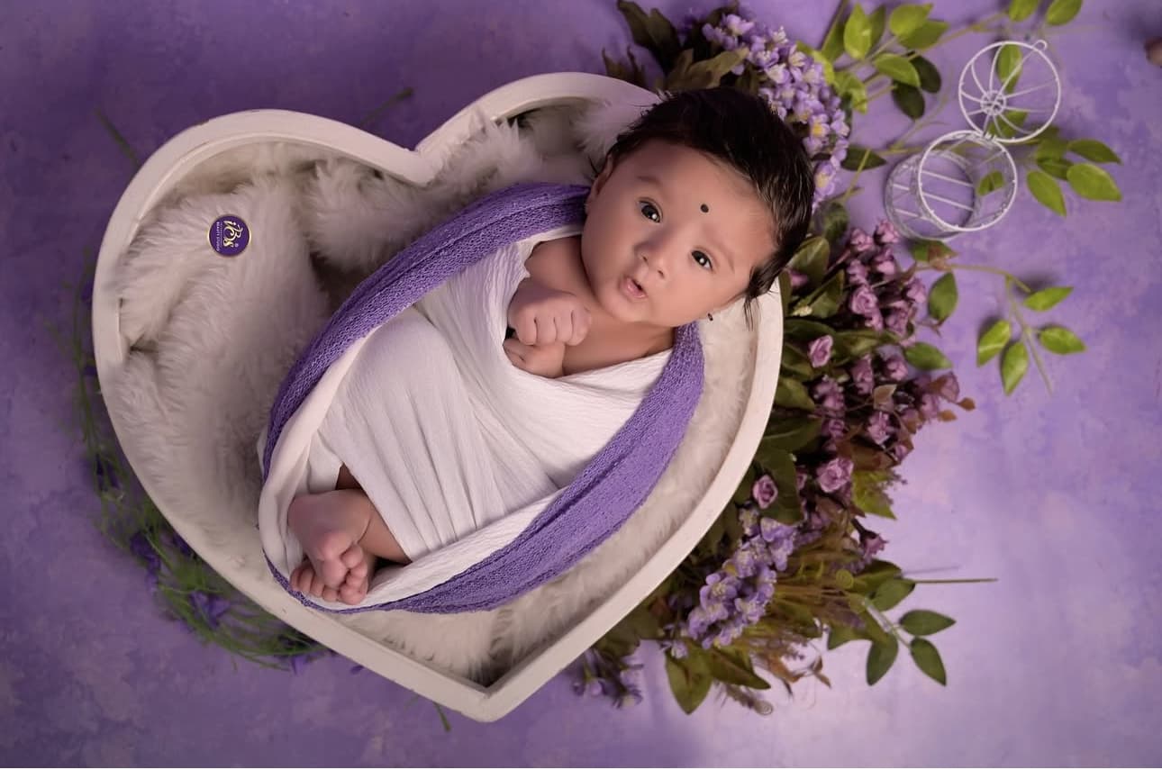 Newborn baby portrait from a calm studio photoshoot in Pune